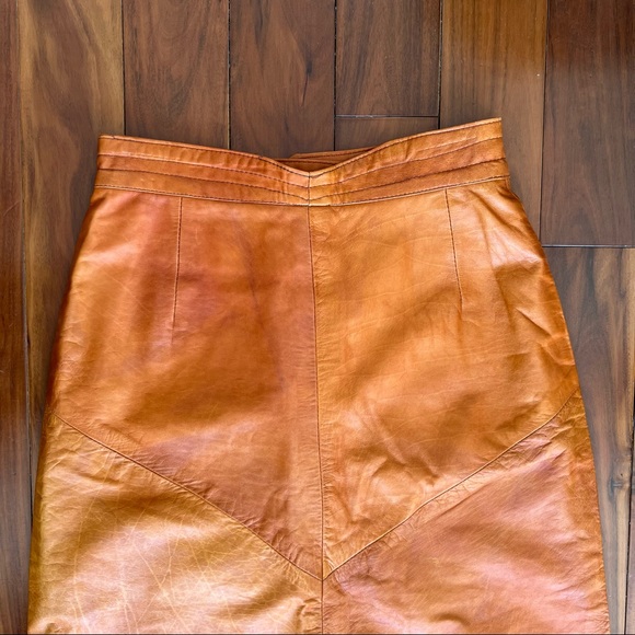 Vintage leather skirt, High waisted leather skirt - Picture 10 of 14